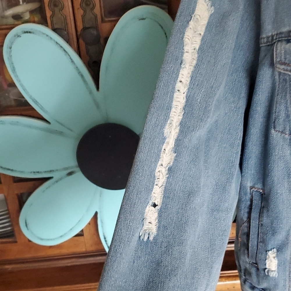 Ci Sono Blue Distressed Jean Jacket - Picture 5 of 9